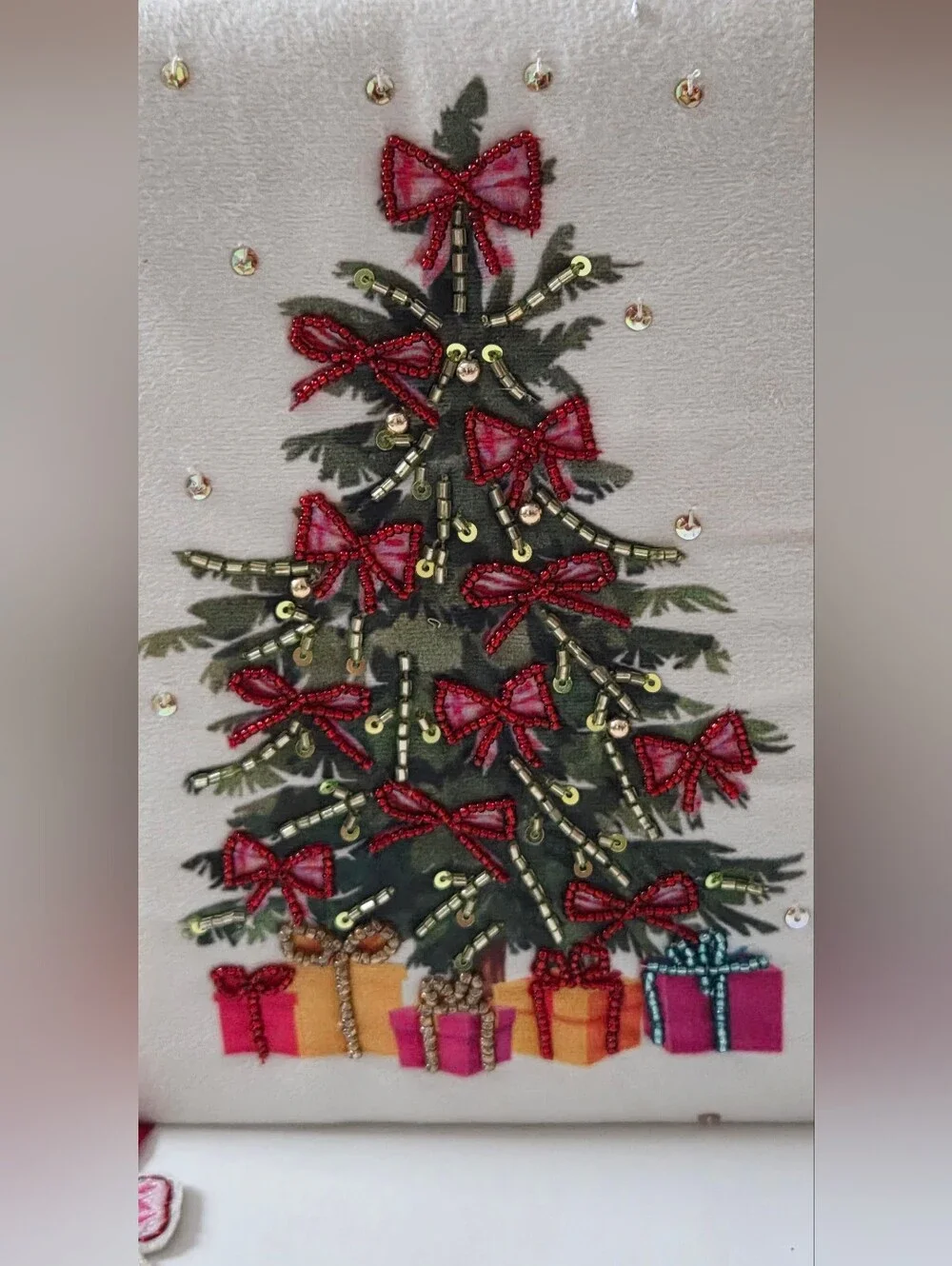Holiday Velvet Journal with Embellished Christmas Tree Bookmark Included